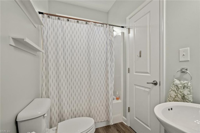 1120 Veranda Way, Chesapeake, VA 23320 - bathroom featuring toilet, wood finished floors, and shower / bath combination with curtain