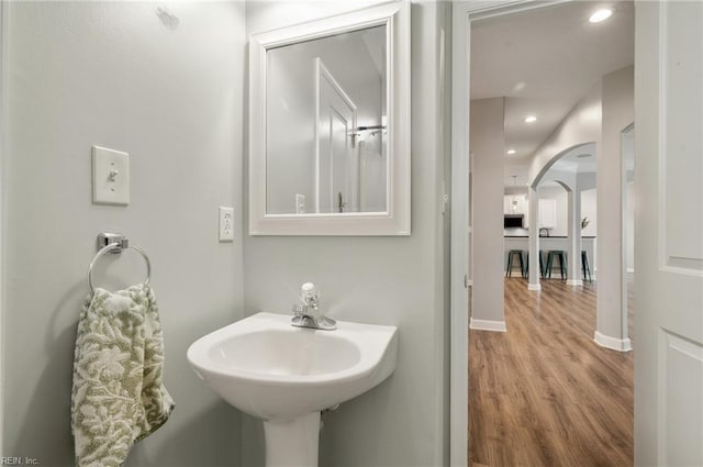 1120 Veranda Way, Chesapeake, VA 23320 - bathroom with wood finished floors, baseboards, and recessed lighting