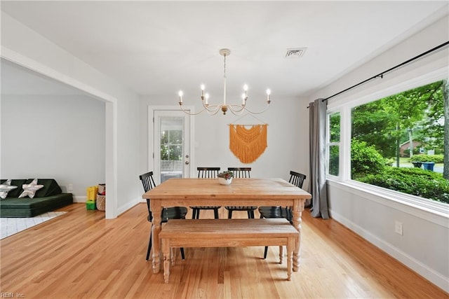 4629 Hermitage Rd, Virginia Beach, VA 23455 - dining area with a chandelier, plenty of natural light, baseboards, and light wood finished floors