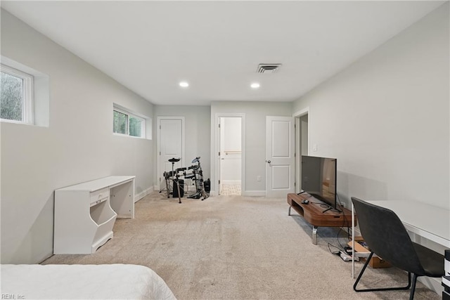 4629 Hermitage Rd, Virginia Beach, VA 23455 - bedroom featuring baseboards, recessed lighting, a desk, and light colored carpet