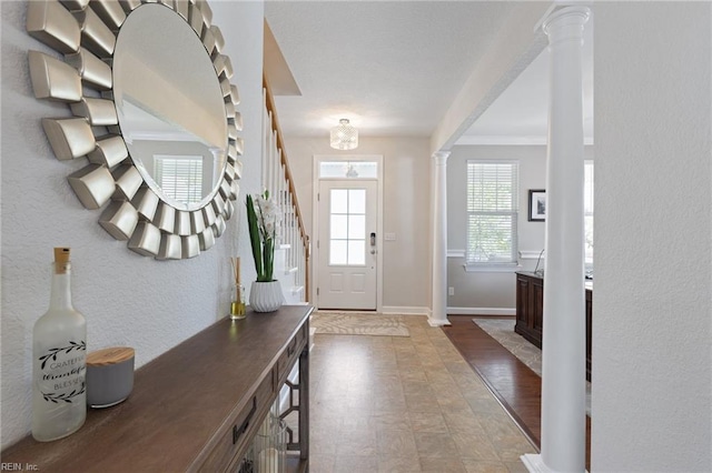 1025 Sullivan Ln, Chesapeake, VA 23322 - entrance foyer featuring baseboards and ornate columns
