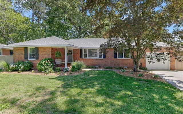 912 Marque Ct, Virginia Beach, VA 23464 - single story home featuring concrete driveway, a front lawn, an attached garage, and brick siding
