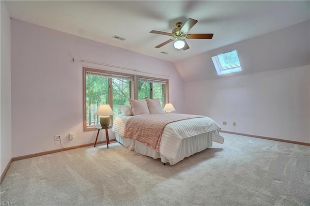 110 Olde Pond Ln, Yorktown, VA 23693 - bedroom featuring a skylight, carpet floors, baseboards, and vaulted ceiling