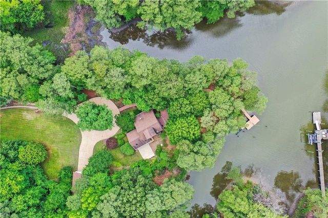 110 Olde Pond Ln, Yorktown, VA 23693 - aerial overview of property's location featuring a nearby body of water and a tree filled landscape