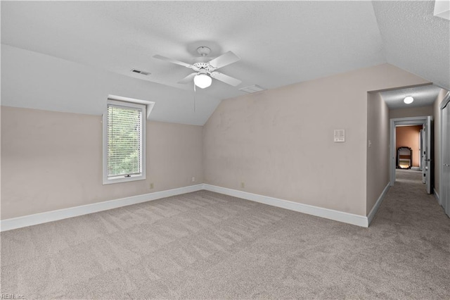 400 Discovery Rd, Virginia Beach, VA 23451 - bonus room with vaulted ceiling, ceiling fan, carpet floors, a textured ceiling, and baseboards