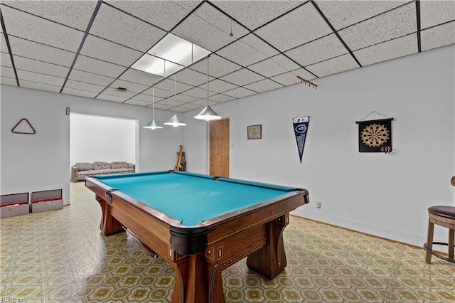 400 Discovery Rd, Virginia Beach, VA 23451 - game room with a paneled ceiling, billiards, and baseboards