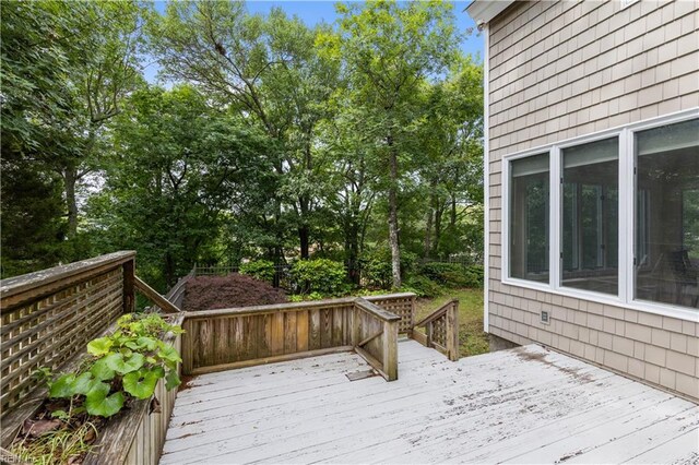 400 Discovery Rd, Virginia Beach, VA 23451 - wooden terrace with view of scattered trees