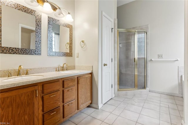 109 Lenora Cv, Smithfield, VA 23430 - full bath featuring double vanity, a stall shower, tile patterned floors, and baseboards
