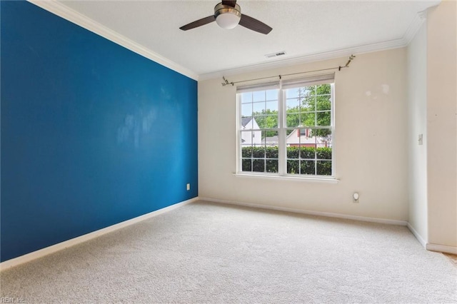 109 Lenora Cv, Smithfield, VA 23430 - empty room featuring crown molding, carpet floors, ceiling fan, and baseboards