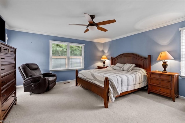 3121 Audley Way, Virginia Beach, VA 23452 - bedroom with crown molding, light colored carpet, baseboards, and ceiling fan
