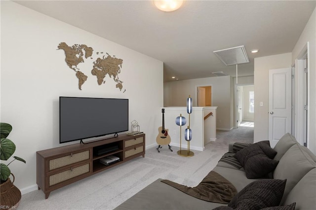 4408 Abercorn Dr, Suffolk, VA 23435 - carpeted living room featuring attic access and baseboards