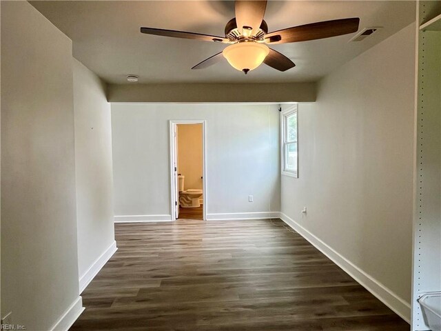 3300 Pine Hill Cres, Chesapeake, VA 23321 - empty room featuring ceiling fan, baseboards, and dark wood-type flooring