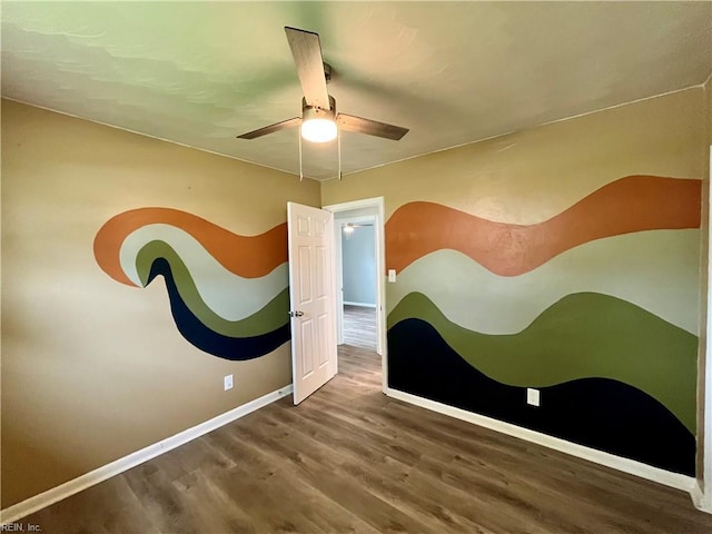 3300 Pine Hill Cres, Chesapeake, VA 23321 - empty room featuring a ceiling fan, baseboards, and wood finished floors