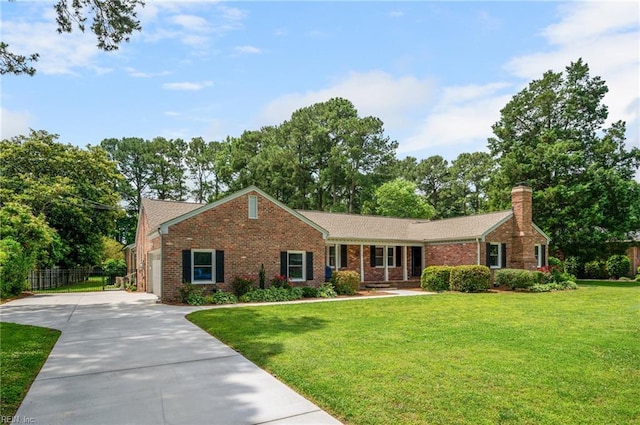4252 Country Club Cir, Virginia Beach, VA 23455 - ranch-style home featuring driveway, brick siding, a chimney, and a garage