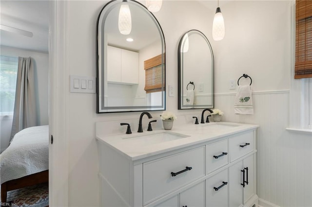 4252 Country Club Cir, Virginia Beach, VA 23455 - ensuite bathroom with double vanity and wainscoting