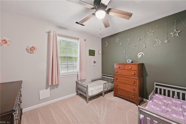 1840 Old Ridge Rd, Virginia Beach, VA 23464 - bedroom with carpet floors, a nursery area, baseboards, and ceiling fan