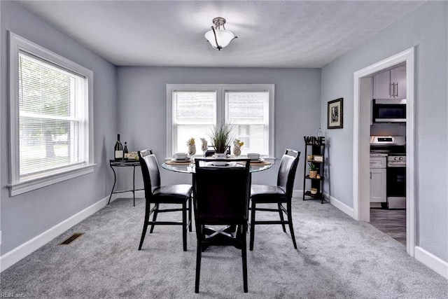 319 Greenbriar Ave, Hampton, VA 23661 - dining area featuring light colored carpet and baseboards