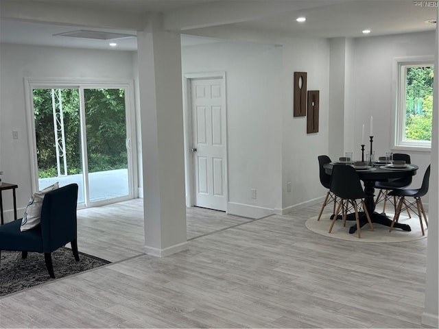 432 Maryle Ct, Newport News, VA 23602 - dining space featuring light wood-type flooring, baseboards, electric panel, and recessed lighting