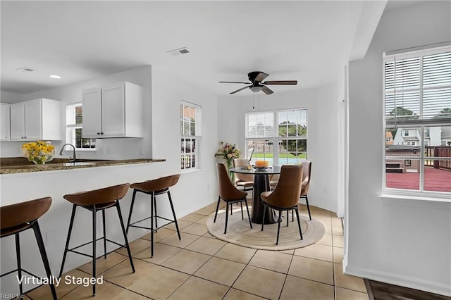 3005 Beech Grove Ln, Suffolk, VA 23435 - dining room featuring ceiling fan, light tile patterned floors, baseboards, and recessed lighting