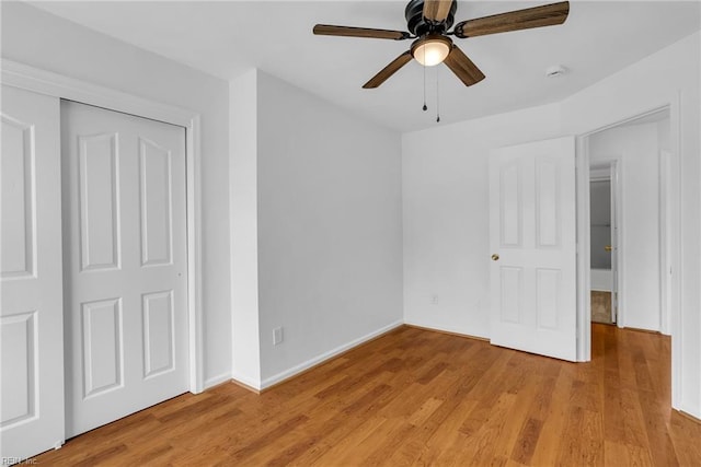 3005 Beech Grove Ln, Suffolk, VA 23435 - unfurnished bedroom with light wood-style floors, baseboards, and ceiling fan