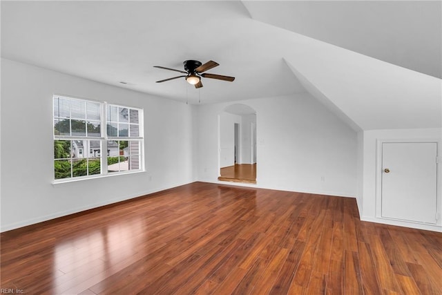 3005 Beech Grove Ln, Suffolk, VA 23435 - bonus room with a ceiling fan, wood finished floors, arched walkways, and baseboards