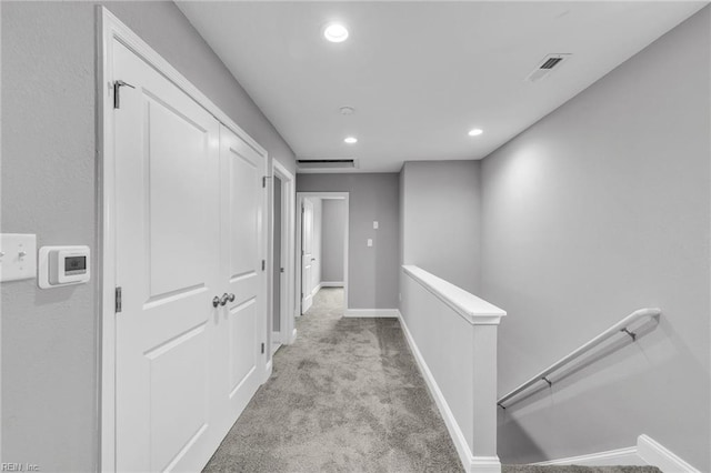 505 Osceola Ave, Suffolk, VA 23434 - hall featuring an upstairs landing, light carpet, recessed lighting, and baseboards