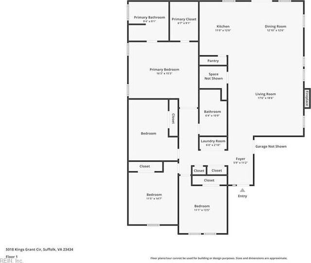 5018 Kings Grant Cir, Suffolk, VA 23434 - floor plan / room layout