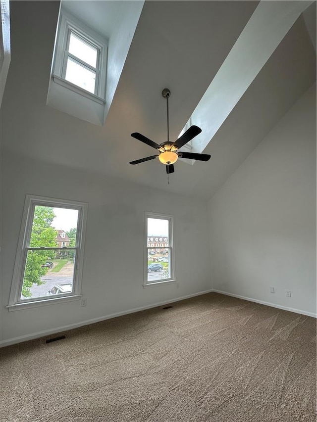 1183 Killington Arch, Chesapeake, VA 23320 - empty room featuring carpet flooring, high vaulted ceiling, baseboards, and ceiling fan
