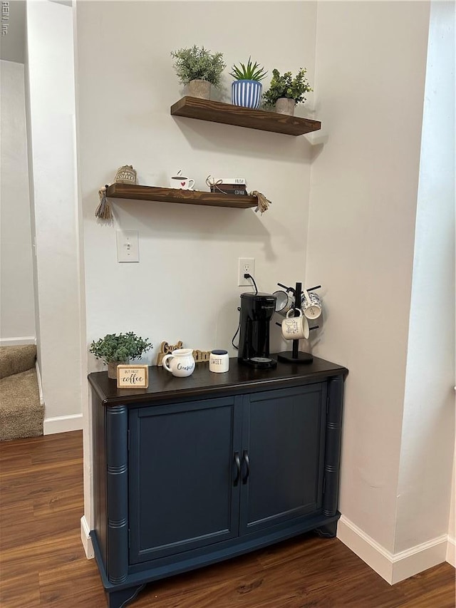 1183 Killington Arch, Chesapeake, VA 23320 - bar area with baseboards and dark wood-style flooring