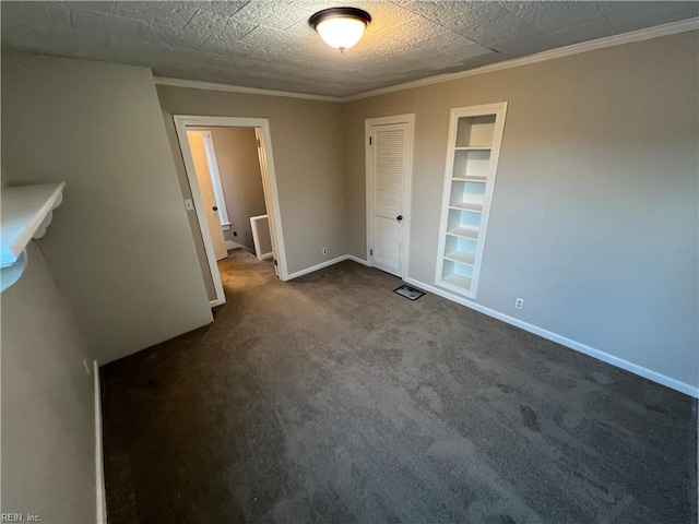 714 B St, Chesapeake, VA 23324 - unfurnished bedroom with dark carpet, baseboards, crown molding, and a closet