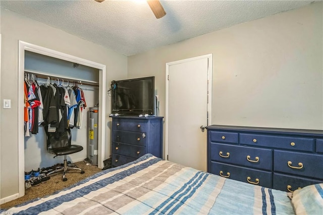 1700 Dylan Dr, Virginia Beach, VA 23464 - bedroom with a closet, a textured ceiling, carpet floors, and a ceiling fan