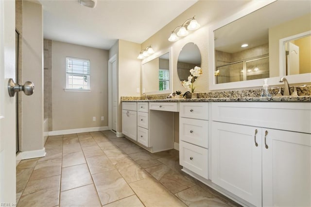105 Brogden Ct, Hampton, VA 23666 - full bathroom with double vanity, baseboards, and marble finish floors