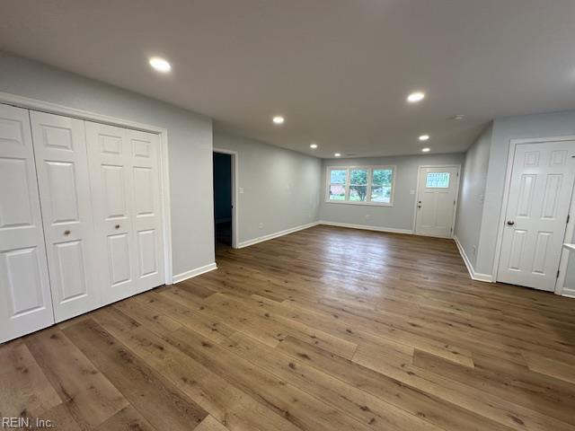 128 Ridgewood Rd, Chesapeake, VA 23325 - unfurnished bedroom with recessed lighting, baseboards, and wood finished floors
