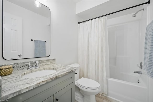 740 Hilda Pine Dr, Chesapeake, VA 23322 - full bath featuring vanity, shower / tub combo with curtain, toilet, and tile patterned floors