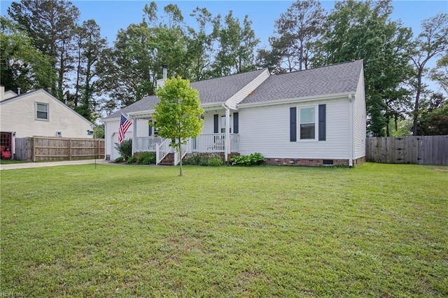 740 Hilda Pine Dr, Chesapeake, VA 23322 - view of front of home featuring covered porch, a shingled roof, and crawl space