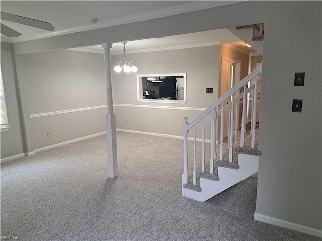 800 Pencil Box Way, Virginia Beach, VA 23462 - basement featuring carpet, stairs, baseboards, and ornamental molding