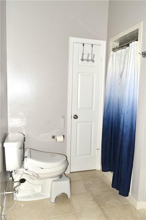 1176 Pond Cypress Dr, Virginia Beach, VA 23455 - bathroom with toilet, a shower with curtain, and tile patterned flooring