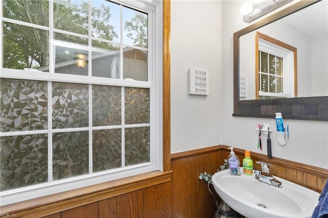744 Village Green Pkwy, Newport News, VA 23602 - bathroom with a wainscoted wall and a sink
