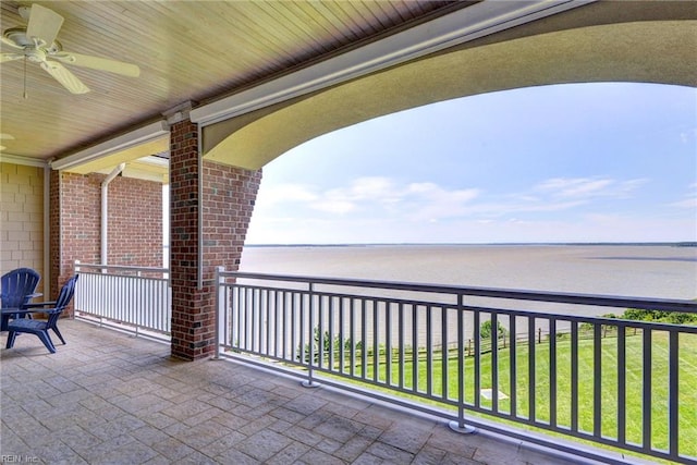 509 River Blfs, Williamsburg, VA 23185 - balcony featuring a water view and ceiling fan