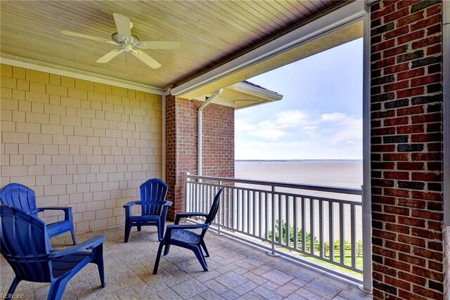 509 River Blfs, Williamsburg, VA 23185 - balcony featuring a ceiling fan and a water view