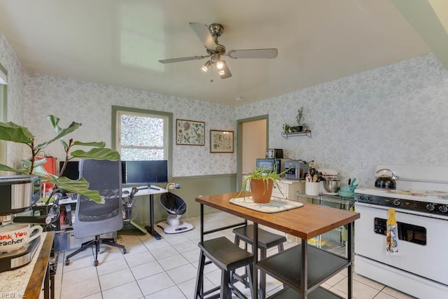 428 Macdonald Cres, Norfolk, VA 23505 - home office featuring wallpapered walls, light tile patterned floors, and ceiling fan
