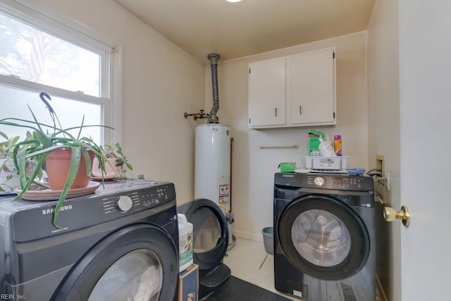 428 Macdonald Cres, Norfolk, VA 23505 - washroom featuring gas water heater, tile patterned flooring, cabinet space, washer and clothes dryer, and baseboards