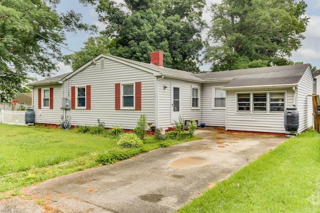 428 Macdonald Cres, Norfolk, VA 23505 - single story home featuring a chimney, concrete driveway, a front lawn, and a shingled roof