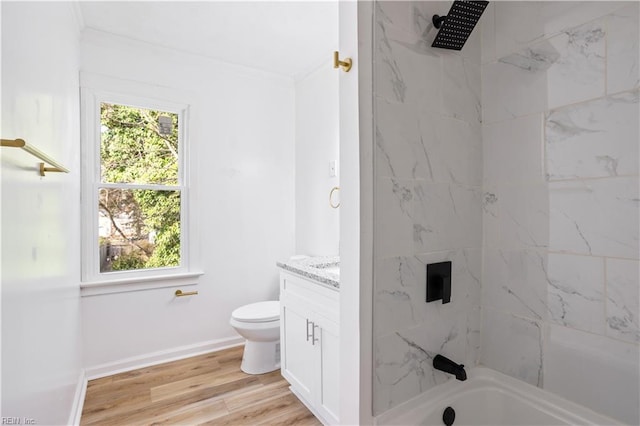 3711 Abingdon Cir, Norfolk, VA 23513 - full bath with toilet, vanity, crown molding, wood finished floors, and washtub / shower combination