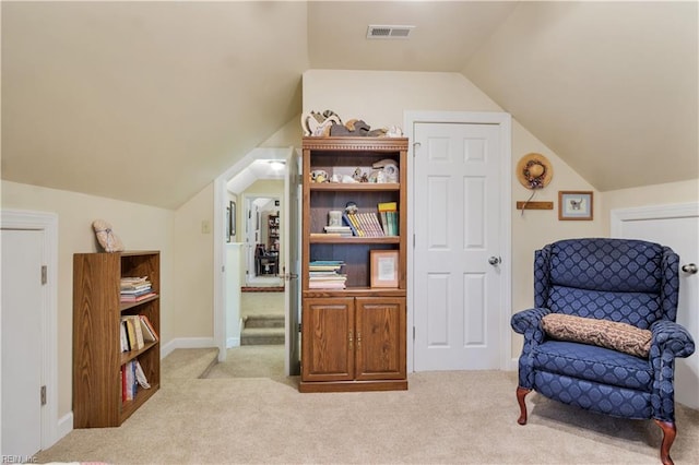 210 John Pott Dr, Williamsburg, VA 23188 - sitting room with light carpet, lofted ceiling, and baseboards