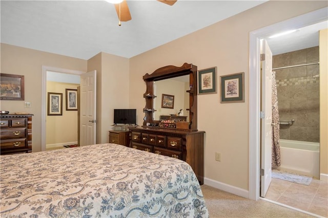 210 John Pott Dr, Williamsburg, VA 23188 - bedroom featuring baseboards, a ceiling fan, and light carpet