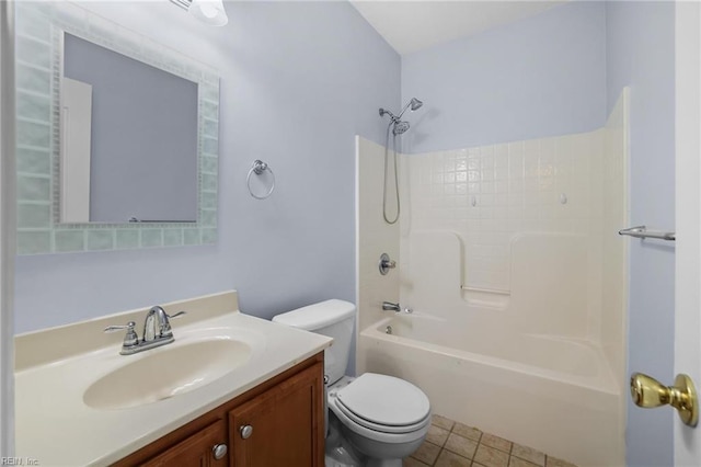 2110 King St, Suffolk, VA 23434 - bathroom with toilet, vanity, washtub / shower combination, and tile patterned flooring