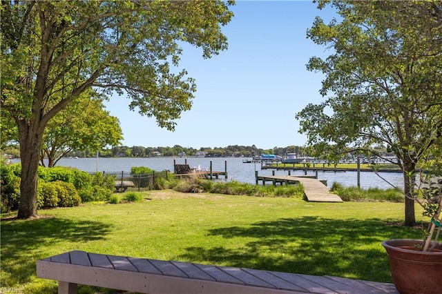 6414 Wythe Pl, Norfolk, VA 23508 - view of green lawn with a boat dock and a water view