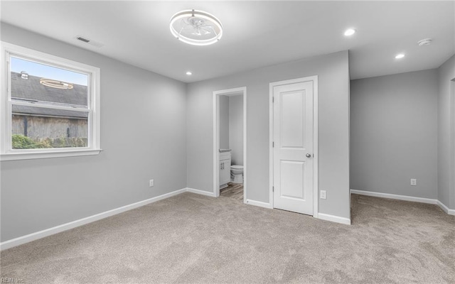 3506 Somme Ave, Norfolk, VA 23509 - unfurnished bedroom with carpet flooring, baseboards, ensuite bath, and recessed lighting