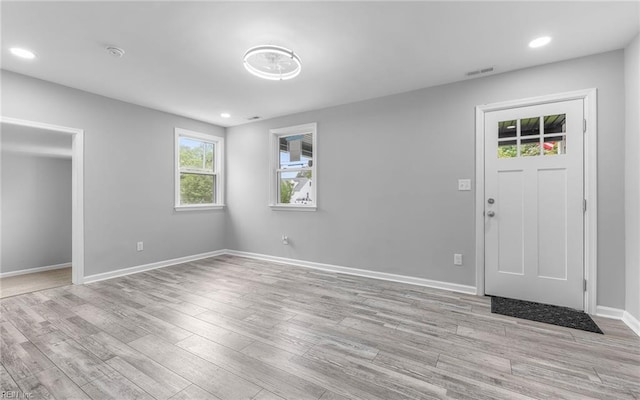 3506 Somme Ave, Norfolk, VA 23509 - entryway with light wood-style flooring, baseboards, and recessed lighting